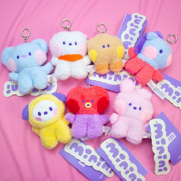 BT21 Minini Set of 7 RJ SHOOKY MANG KOYA CHIMMY TATA COOKY Plush Keyring lot - Picture 1 of 8